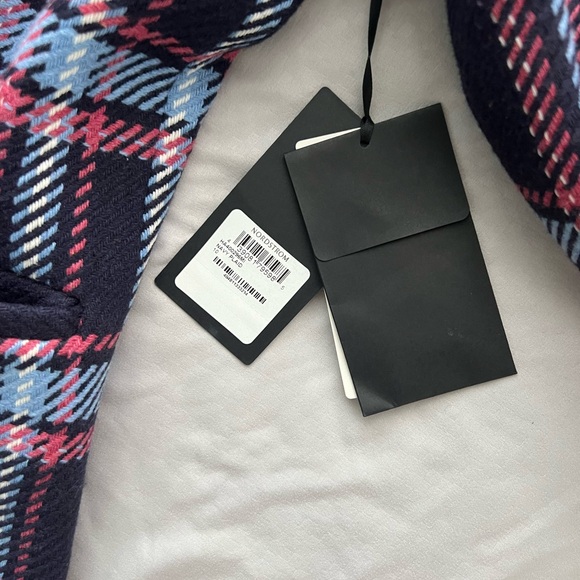 NWT Halogen Navy & Pink Long Plaid Coat | Halogen x Atlantic-Pacific - Picture 7 of 9